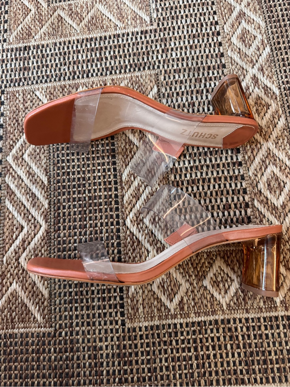 SCHUTZ Ariella Acrylic Mid Heel Sandals Size 8.5